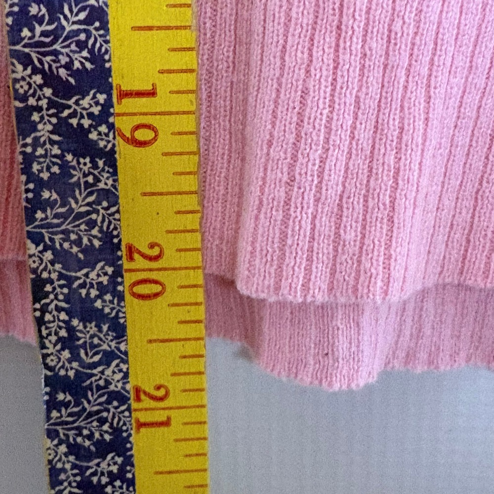 Tangents Pink Scoop Neck Pointelle Knit Short Sleeve Top XL Cotton Rayon Y2K - Picture 6 of 7